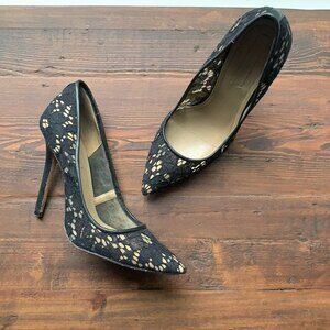 BCBGMaxAzria Black Nude Illusion Lace Pumps Heels Size 7.5